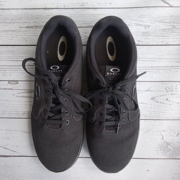OAKLEY Men's Canvas Flyer Sneaker Skater Skateboard Grunge Retro Black Size 9.5‎ - Picture 1 of 7